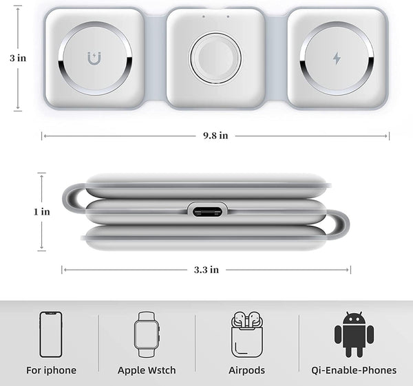 3 in 1 Wireless Charger Magnetic Foldable Charging
